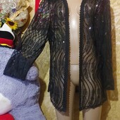 ❤Брендовый чёрный вышетый с пайетками лёгкий кордиган туника новый❤Америка.