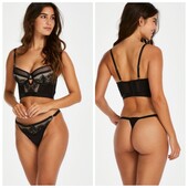 Hunkemoller! Гарний жіночий комплект: бюстгальтер бюстьє 75С, трусики S розмір caviar! Лот 534