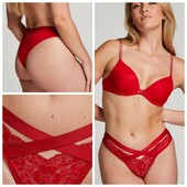 Hunkemoller! Сучасні жіночі труси з резинками і сріблом Хл розмір tango red! Лот 433
