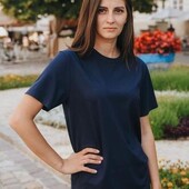 ⇑ Базова жіноча футболка з бавовни, темно-синя, розмір 2ХL