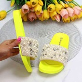 ❤Не реально красивые!!!!! Шлепанцы текстильные с жемчугом и стразами шлёпанцы новые❤Стелька 25,5 см