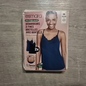 Есмара! Мяка жіноча майка з мереживом на тонких бретелях 36/38 євро 2 шт! Лот 34