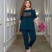 Костюм двонитка 50-60р чорн, червон, зелений
