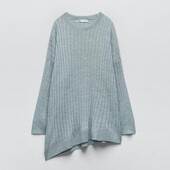 Удлиненный джемпер, туника с шерстью, Zara, р. М, оверсайз, наш 44-56