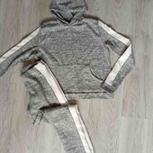 Boohoo брендовый спортивный костюм цвет серый меланж размер XS S