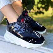 Женские кроссовки от фирмы "Versace"Chain Reaction (Вlack)