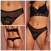 Hunkemoller noir! Елегантні жіночі труси, стрінги Хл розмір caviar! Лот 318