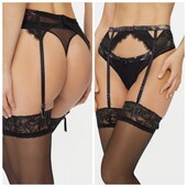 Hunkemoller designer collection! Мереживний жіночий пояс для панчіх S розмір caviar! Лот 3