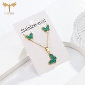 Набір Stainless Steel сережки+ ланцюжок з кулоном, нержавіюча сталь