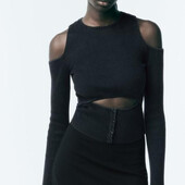 Трикотажний топ із вирізами та вареним ефектом zara XS-S