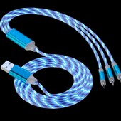 Швидкісний кабель для зарядки 3в1 з LED підсвіткою Безкоштовна доставка Укрпоштою