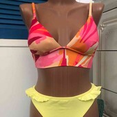 C&A брендовый яркий купальник бикини верх топ + трусики размер XS евро 32/34