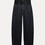 Джинси barrel з комбінованим поясом zara 46