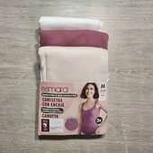 Есмара! Трикотажна жіноча майка в рубчик з мереживом 40/42 євро 46/48 наш 3 шт! Лот 402