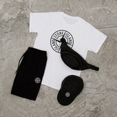 Комплект 4 четвірка! Костюм: футболка + шорти + кепка + бананка Stone island