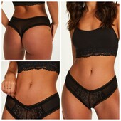 Hunkemoller! Елегантні жіночі труси з мережива і сіточки Хл розмір caviar! Лот 505