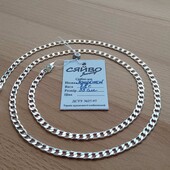 Цепочка серебряная 925 пробы. Длина 55 см, ширина 4 мм.
