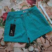 Новые!!!! Шорты в комплекте с поясом в цвете бирюза