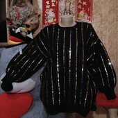 ❤️ Брендоый натуральный чёрный с пайетками тёплая кофта новая❤️Польша.Пог136-200см.Поб.120-210см.