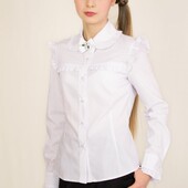 Блузка для девочки Albero белая коттоновая размеры 122- 146 Пять моделей