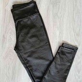 Shein брендовые леггинсы/ лосины под кожу цвет черный размер М евро 38/40
