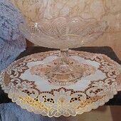 ❤️Вантажная стеклянная резная конфетница, фруктовница большая на ножке❤️