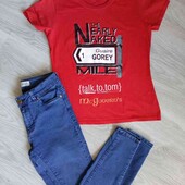 Denim & Co брендовый стильный комплект джинсы + футболка размер евро 34/ 36 можно подростку
