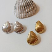 Сережки мушля, мушлі, медсталь, позолота