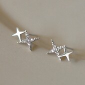 Изящные аккуратные серебряные серьги Звездочки с цирконием.Проба 925.