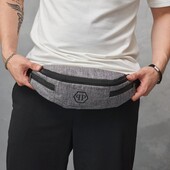 Поясна сумка бананка Philipp Plein сірий меланж на 4 кішені