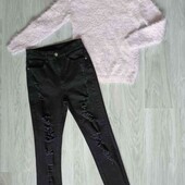 Shein + YD брендовый комплект джинсы + свитерок травка на девочку рост 158 см