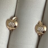 Распродажа!Детские серьги,, Яблочки '',с цирконами, миленькие-для маленьких принцесс