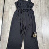 Класний комбінезон батал великій розмір тканина по типу жатка є кармани колір чисто чорний