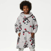 Толстовка серая флисовая с капюшоном M&S Football Santa Oversize — 9-10 лет