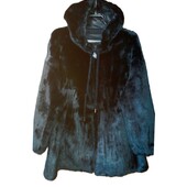 Шикарная теплая шуба с капюшоном "норка", р. xxl, наши 50-62, черная