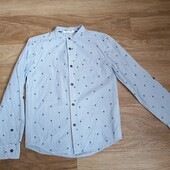 Голуба сорочка рубашка на хлопчикаH&M 134 8-9 р., стан ідеальний