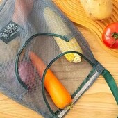 Сітчаста кухонна сумка, шопер для овочів та фруктів з кишенею