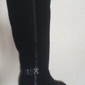 Замшеві чоботи устілка 24 см на широку гомілку