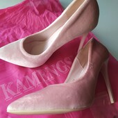 Ніжно рожеві бархатні підбори , розмір 36-37