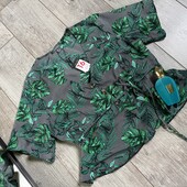 Розпродаж магазину! Весела блузка принт листя поясок завязується наперед або на зад