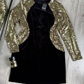 Розпродаж! Нереально гарна сукня батал великій розмір бархат велюр паєтки роблять візуально талію