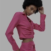 Малинова укорочена блуза, S