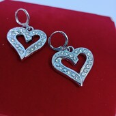 Шикарные крупные посеребряные серьги с цирконием.Проба 925.