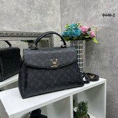 Сумка саквояж в стилі луі вітон екошкіра довгі і короткі ручки сіра коричнева з літерами