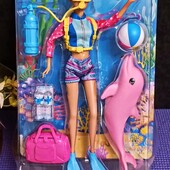 Шикарная кукла барби аквалангистка с кучей аксессуаров