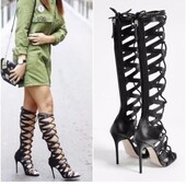 Zara, 36p натуральна шкіра, хілс шнурівка нові!