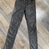 Брюки эко кожа утеплленные на высокой посадке р.29.