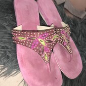 Per una, замшеві шльопки розшиті бісером 25.5см