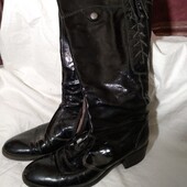 Блиц Цена❗Красивые сапоги Лакированная Кожа демисезон✓Стелька 25 см✓