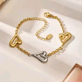 Браслет три серця, в двох кольорах. Медзолото